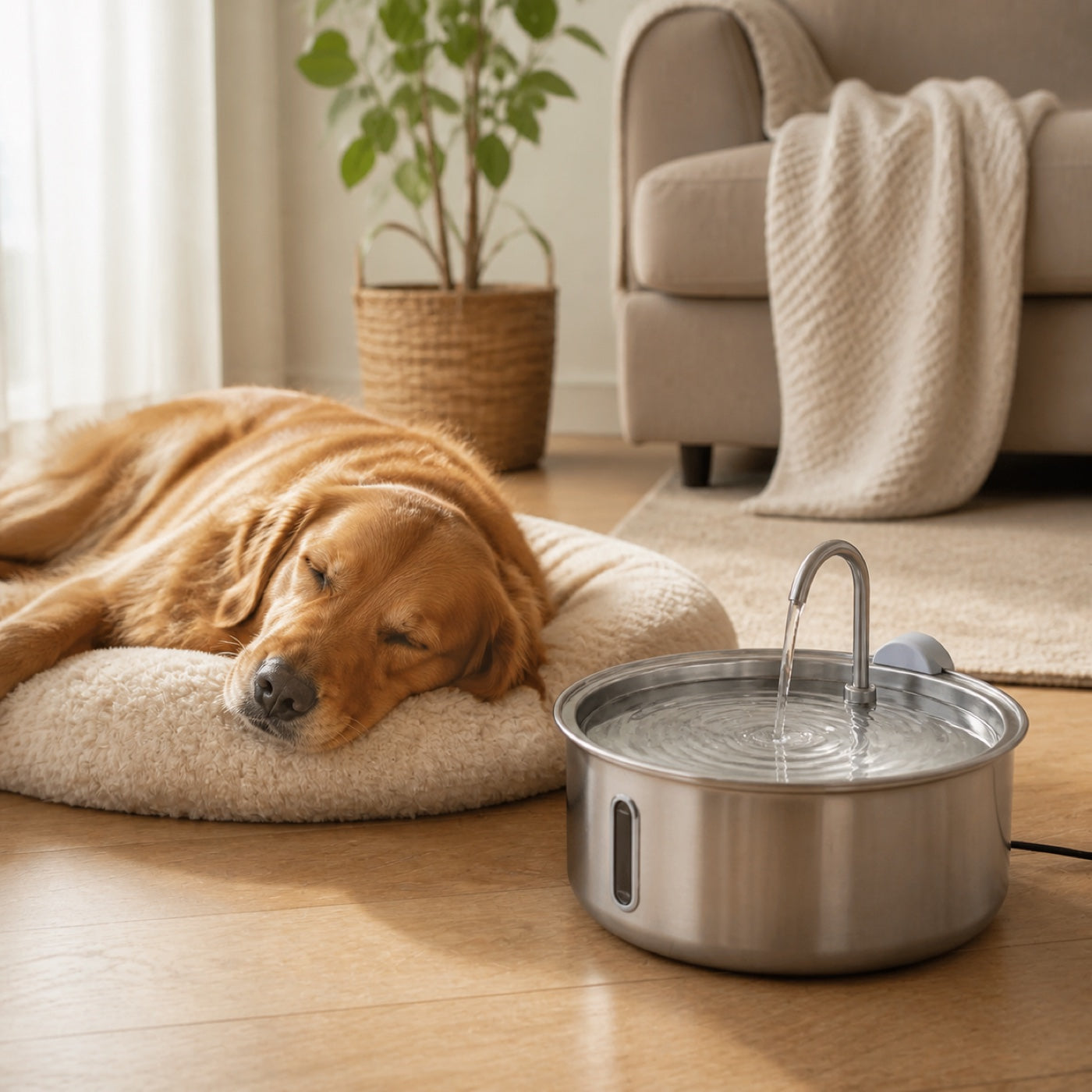 Fresh Flow Dog Fountain with quiet flowing water